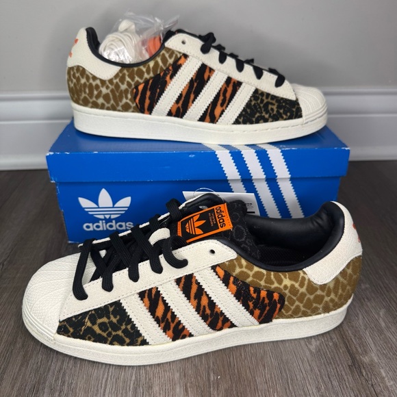adidas Shoes - Adidas Superstar Atmos Crazy Animal Black White Orange Sneakers